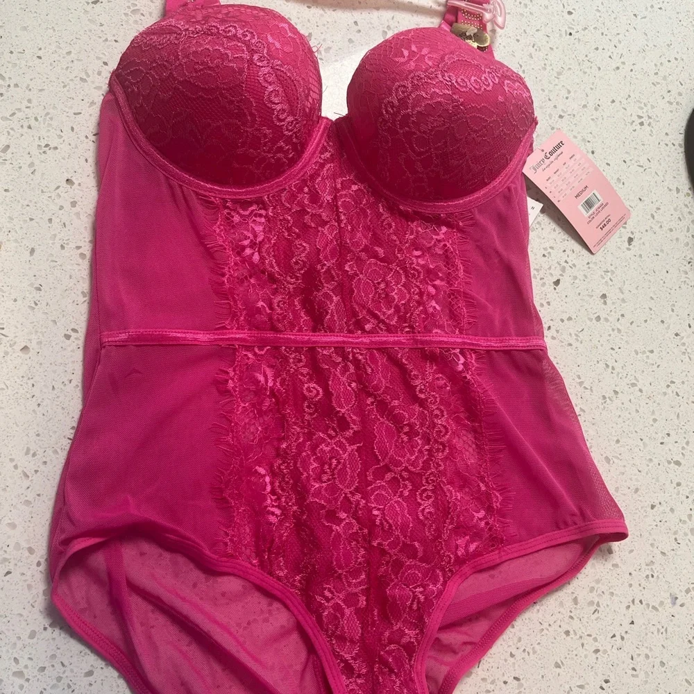 Juicy Couture  - push-up lace&mesh Bodysuit pink‎